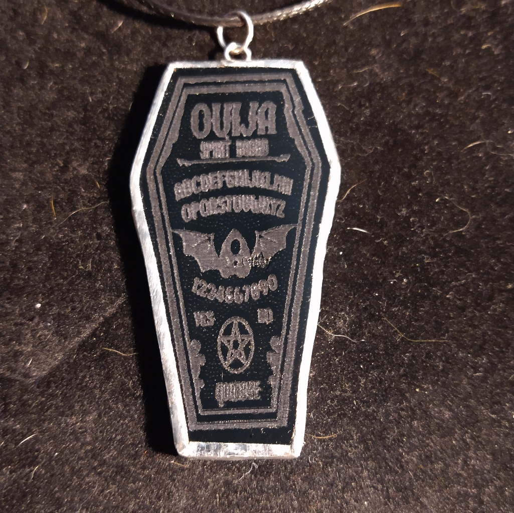 Stained Glass Coffin Ouija Board Pendant